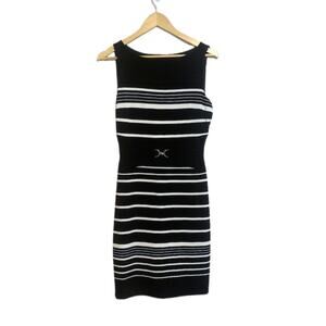 WHBM Black White Striped Lined Sleeveless Sheath Dress | 4